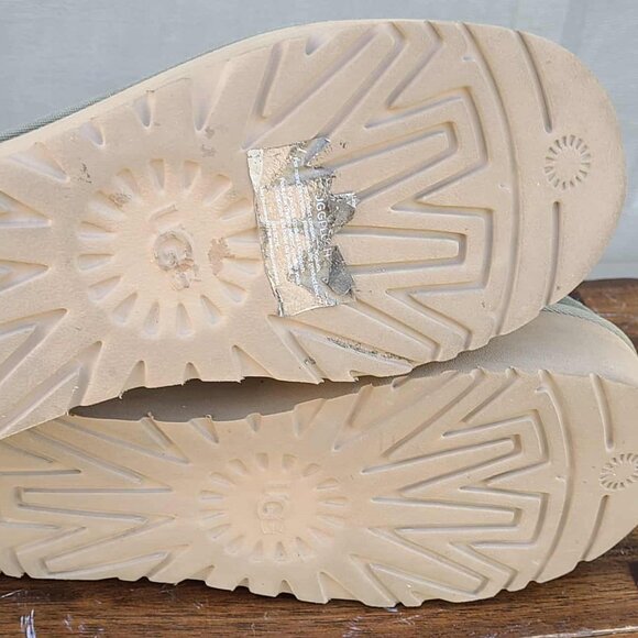 UGG Platform Tsman Braid Ultra Mini Suede shearling Lined Boots size 10 in Olive - Picture 3 of 11